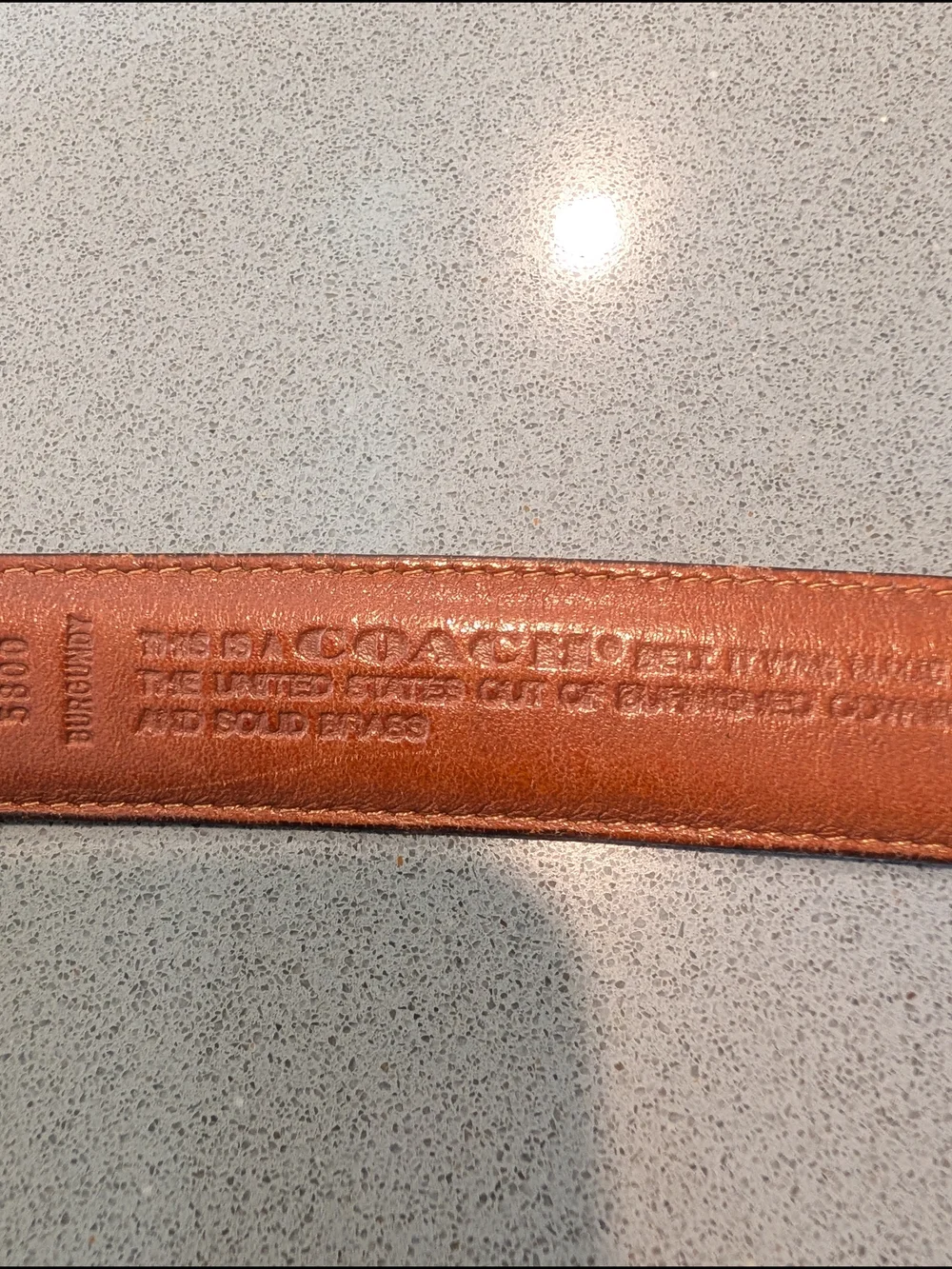 Coach Vintage Dark Burgundy Leather Belt with Brass Buckle